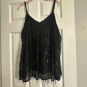 Torrid Black Sequin Camisole Top size 1